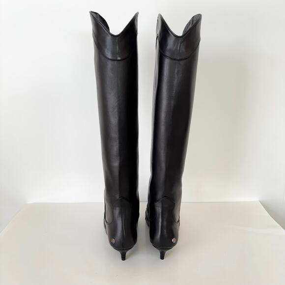 Anine Bing Rae Tall Leather Boots Kitten Heel Western Black 40 (US 10) - Picture 9 of 16